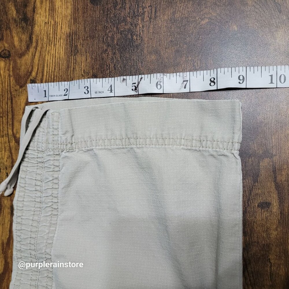 French Cuff Cargo Capri Pants 10 Mid Rise Rip Stop Beige Outdoor Preppy Gorpcore - Picture 9 of 11